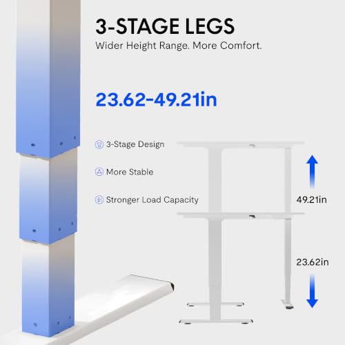 FLEXISPOT E6L 63" Reversible L-Shaped Electric Standing Desk, Triple Motor Height Adjustable Corner Desk with 3-Stage Legs, Ergonomic Sit Stand Desk for Executive Home Office, White