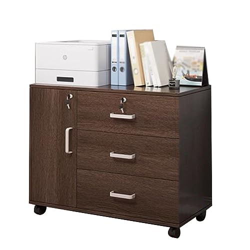 SGeneE Modern Mobile File Cabinet, Furniture Stockpile, Matériau MDF, Printer Stand, for Home Office Commercial-Grade (Brown 60x37x57cm)
