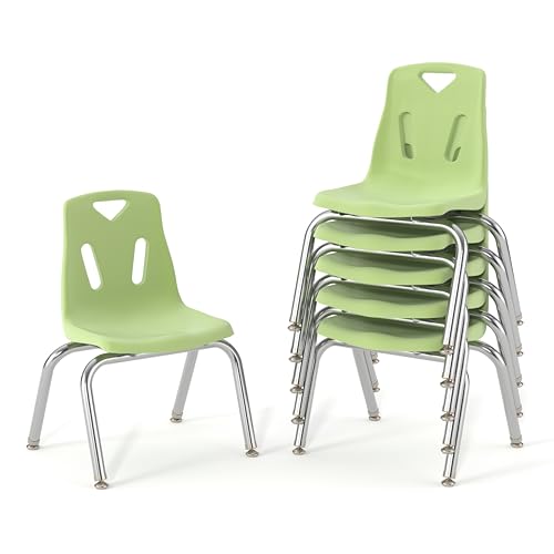 Jonti-Craft Berries 8142JC6130 Stacking Chairs with Chrome-Plated Legs, 12" Height, Key Lime, Pack of 6