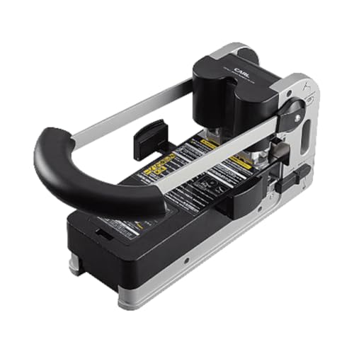 CARL, Extra Heavy Duty, 2 Hole Paper Punch, 300 Sheets Punch Capacity,Black and Silver