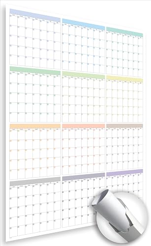Large Wall Calendar Undated (39 x 27 inches) Double Sided Dry Erase Yearly & Monthly Wall Calendar, Big Erasable Planner for Home, Office, Classroom, Thick Paper with Gloss Lamination, Full Year View.