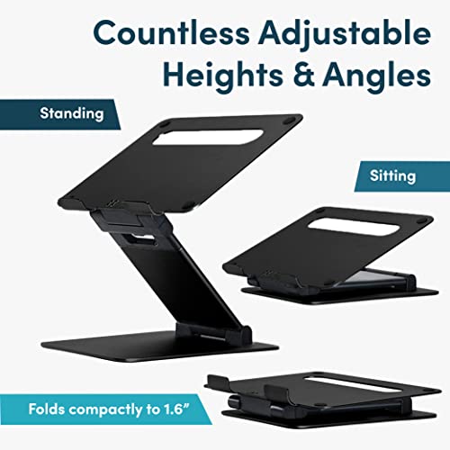Lifelong Aluminum Adjustable Laptop Stand, Extra Tall 20" Riser, Black
