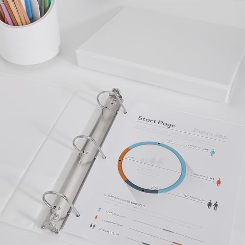 COMIX Sturdy 1 Inch D-Ring 3 Ring Binder with Clear View Cover