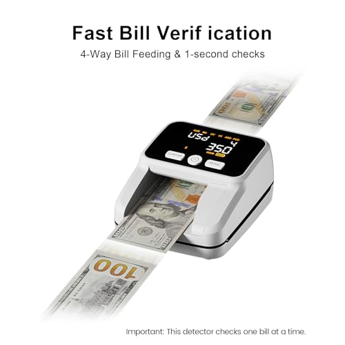 AROHANI Small Auto Counterfeit Bill Detector for USD & EUR, White