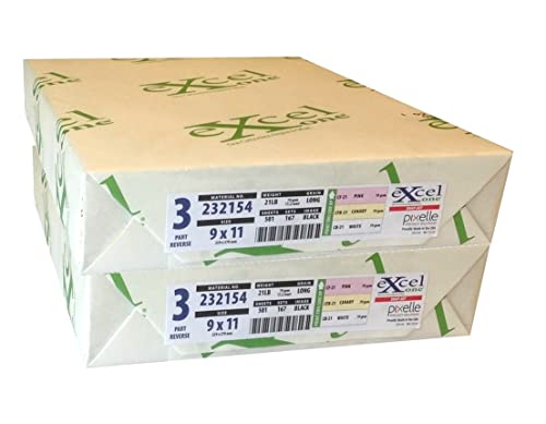 Excel One Carbonless 3-Part Reverse Paper (Pink/Canary/White), 9" x 11" (232154) - Two (2) Reams (334 Sets)