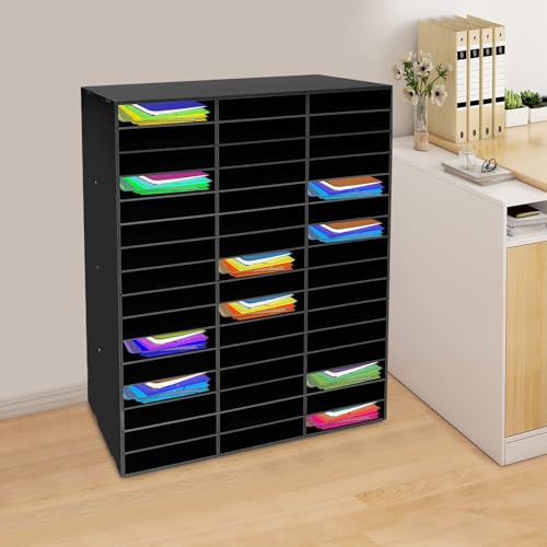 Eleeferri Mailbox for Classroom, 48 Compartments Paper Literature Organizer Storage, Floor-Standing 16 Layer Mail Sorter File Letter Bill Holder Shelf for Home School Classroom Office