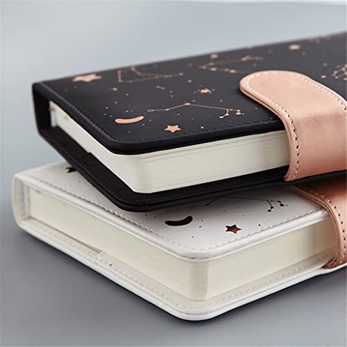 YHdtUO Simplicity High-End Meeting Book Star Leather Snap Stationery Calendar Small Fresh Pad Hand Book,Black