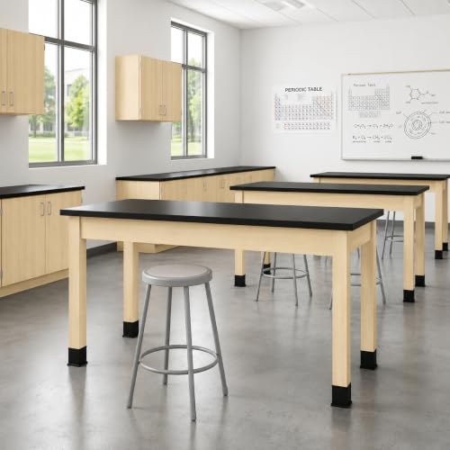 Learniture by Diversified Woodcrafts Science Lab Table, Chemical-Resistant Laboratory Table with Black High-Pressure Laminate Top, Solid Maple Legs, STEM Classroom, Science Lab & Workshop Furniture