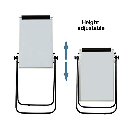 CUTPOIY Teaching Blackboard Whiteboard Stand Magnetic Single Side Dry Erase Board Portable U-Shaped Bracket Angle Height Adjustable Flipchart Easel 60X90Cm for Home Office School