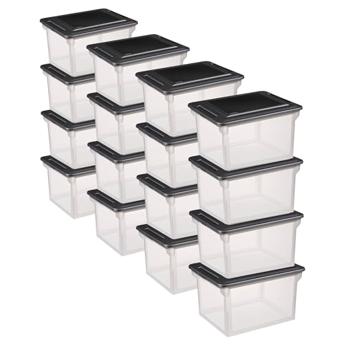 Sterilite File Box Tote with Lids for Letter and Legal Folders, 16-Pack