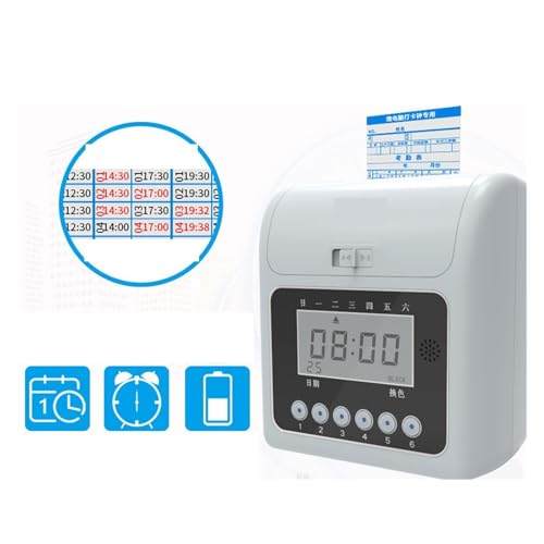 Time Clock with Passcode, Paper Card Employee Attendance Machine Punch Card Machine Company Employee Work Clock with Multi-Language and Staff Support(Type10)