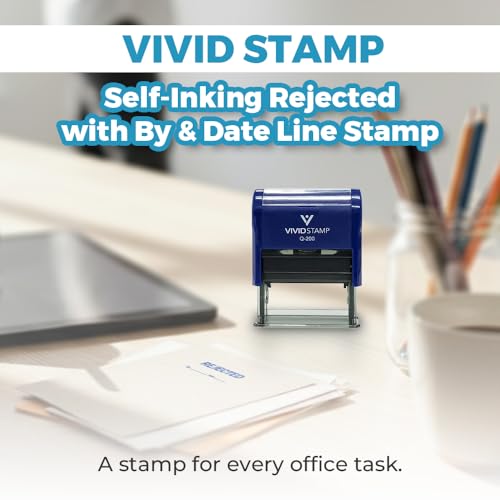 Accepted/Rejected by Date Self Inking Rubber Stamp - 2 Pack (Blue Ink/Red Ink) Large (10 pcs)