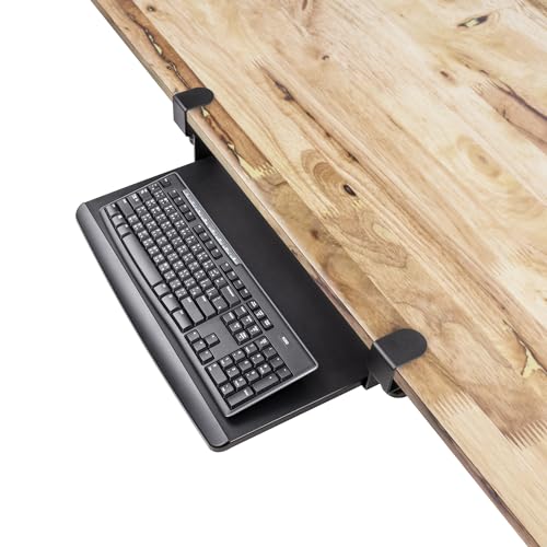 EHO Prime Desk Clamp Keyboard Tray, Under Desk Sliding Retractable Drawer, Ergonomic Space-Saving Platform for Standard Keyboards, Large 20" x 11.5" Workstation Extension