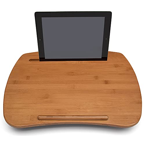 Delta Children Cozee Fluffy Chair and Bamboo Lap Desk Set, Kid Size Chair for Kids Up to 10 Years, Fits Up to 15.6", Laptops & Most Tablets, Ideal for Homework, Travel & More, Grey