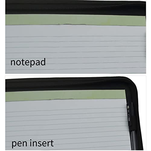 ZXHFSH Document Organizer Folio,Leather Binder, A4 Padfolio Portfolio 3-Ring Organizer Binder PU Leather Folder Business Document Notebook Zippered Portfolio for Women/Men(Black C)