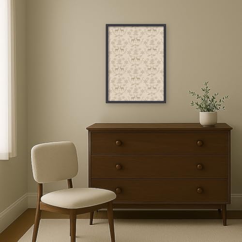 Kate and Laurel Framed Fabric Pinboard, 19x25 Christmas Reindeer Linen