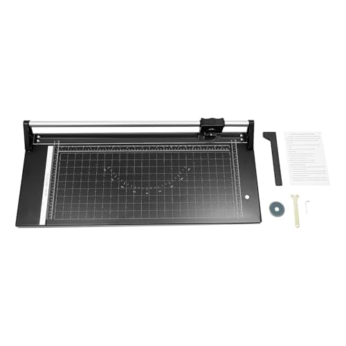 CeRaBuRET Manual Heavy Duty 24 Inch Rolling Cutter, Precision Rotary Paper Trimmer, A4 Paper Craft Cutter for Cut Gift Card, Coupon, Label, Photo, Thin Plastic Soft Board, PVC, Card Stock (24in)