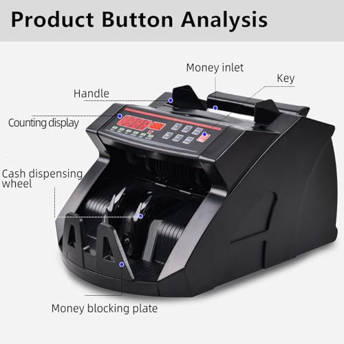 Multi Currency LED Counterfeit Detector, Foreign Banknote Counting Machine, UV/Mg Double Detection for Cash, 900 PCS/Min, Easy to Use,Black-NUM