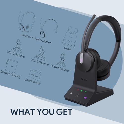 Yealink WH64 Mono Wireless Headset with Mic, Dual Mode DECT & Bluetooth