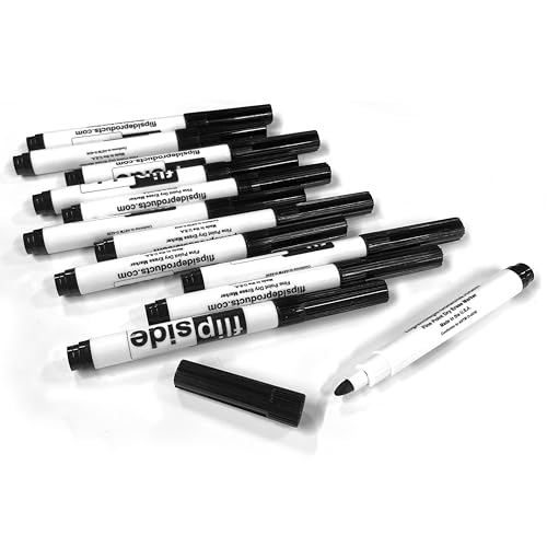 Flipside Products 12 Student Erasers, 12 Black Dry Erase Markers, Class Pack, Classroom, Small Erasers for Whiteboard and Chalkboard, 24 Total Pack