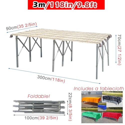 WLCGYD Outdoor Farmers Market Booth, 150 200 250 300 Cm Long Food Service Sample Display Stand/Vendor's Stall, Temporary Trade Show Table, Concession Stand Display(300x95cm(118x37 2/5in))