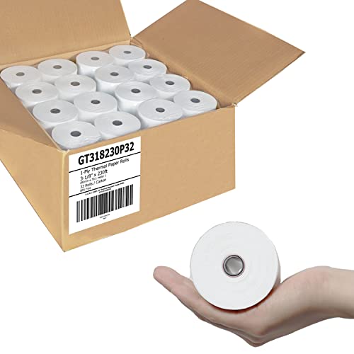(32) GORILLA SUPPLY Thermal Paper Receipt Roll Clover Station Solo Duo TM-T88 T20 T90 Bixolon SRP-350 370, POS/Cash Register Paper, BPA Free, 3.125 x 230 ft, 32 Rolls