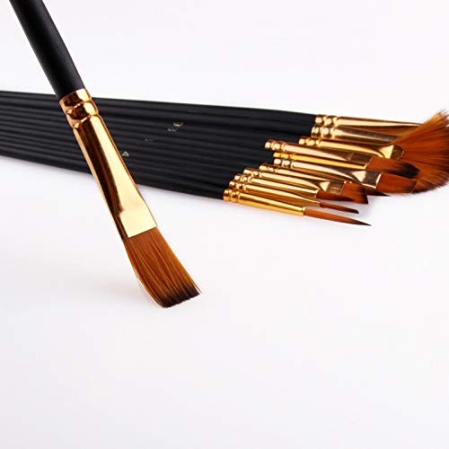 HBJWOV 12pcs Artist Paint Brush Set with Canvas Bag Paint Palette for Watercolor Brush Oil Acrylic Drawing Painting Art Supplies(D)