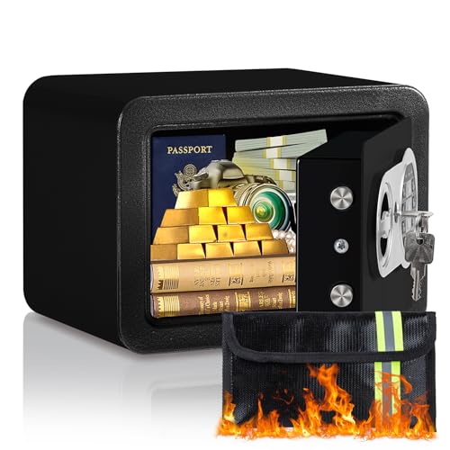 0.23 Cubic Small Safe Box, Digital Security Box Mini Safe W/Fireproof Bag
