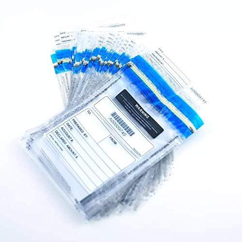 6x9 inch Deposit Bags Cash Handling Bank Deposit Bags Tamper Evident Cash Register Bags with Barcodes, Tear-Off Receipt 500 Pack