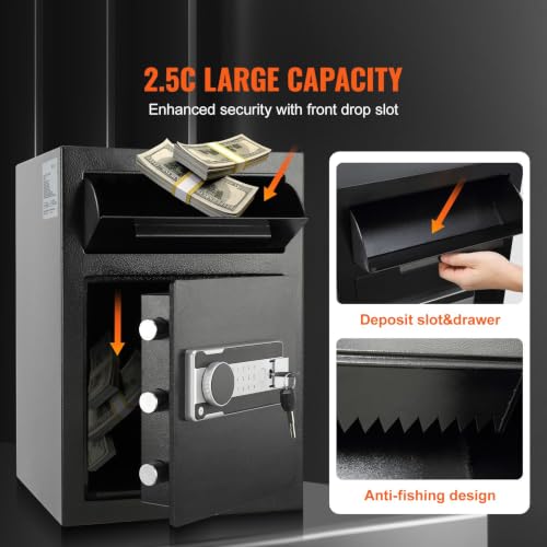 2.5L Drop Slot Deposit Safe with Electronic Keypad Lock for Office