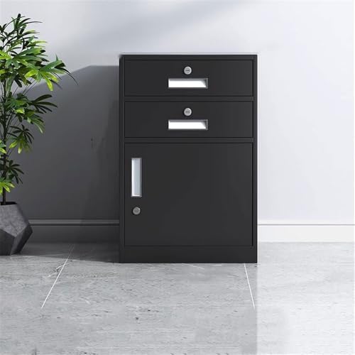 LIBANGRONG-888 3 Tier Large Capacity File Cabinet, Office Data Organization Cabinet, Balcony Storage Cabinet with Locks File Storage Cabinets (Black)
