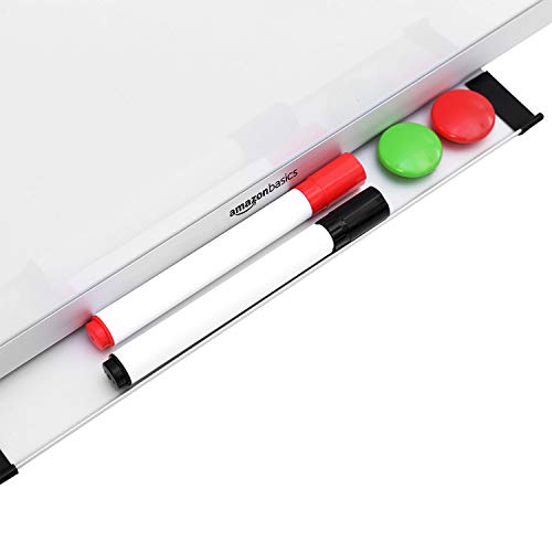 Amazon Basics Large Magnetic Dry Erase Whiteboard with Aluminum Frame, Pen Tray, Wall Mountable, 35.4" x 23.6", for School, Classroom, Office & Home