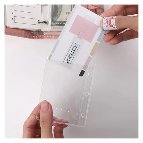 80pcs Clear PVC Binder Pocket Budget Cash Envelopes for 6 Holes Binder Notebook, A5 Personal A9 Folder Photocard for Refillable Insert(A5 Card Bag)