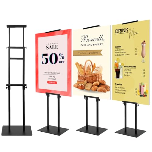 STANDNEE 4PACK Adjustable Poster Holder, Foam Board Stand for Display, Heavy Duty Pedestal Sign Holder, Metal Stand for Display Board Up to 83
