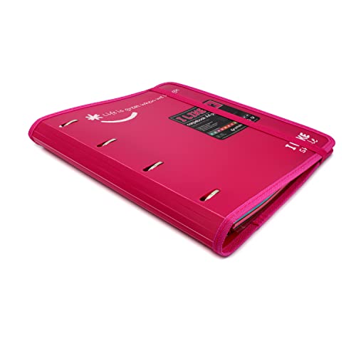 Grafoplás 88101854 4 Ring Binder with Refill, A4, Fuchsia, Semi-Rigid Polypropylene, Including Separators, Carpebook Like