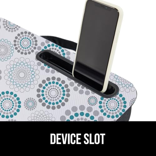 GORILLA GRIP Laptop Lap Desk with Phone Holder, Pillow Cushion Desks Fit Laptops up to 15.6", Tray Ledge Keep Computers in Place, Portable Travel Workstation Essentials for Home, Dorm, Spiral Pattern