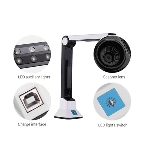 Document Camera, Portable Book Scanner that Captures A4 Size Documents Camera for Document Recognition for Live Demo, Distance