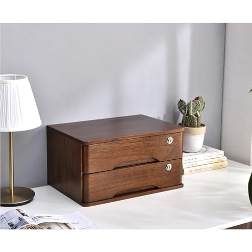 ntumLeap Rustic Solid Wood Desk File Cabinet,Lockable Storage for Office/Home/School,1/2/3/4 Drawers,Stylish Wooden Chest & for Enhanced Workspace Efficiency,B-2 Layer