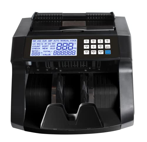 Khippus PRO4700 Money Counter with UV/MG/IR Counterfeit Detection, 3 LCD Displays, Bill Value Counting, Add & Batch Modes for USD & Euro