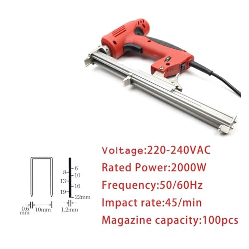 Oil-Free Pneumatic Staple Gun Heavy-Duty Stapler 1022J Framing Tacker U Stapler Electric Staples Gun with 300Pcs Nails 220V 2000W Electric Power Tools