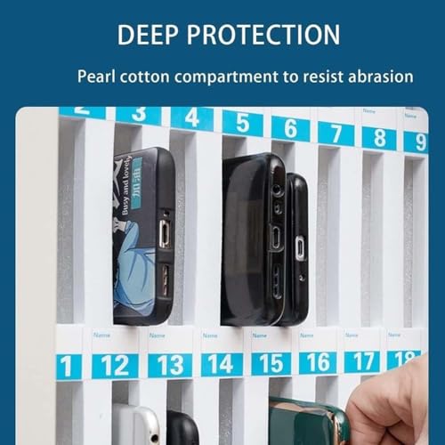 Wall-mountable Cell Phone Locker, Portable Cell Phone Safe Deposit Box with Lock Translucent Mobile Phone Safe Box for Enterprise, Company, Classrooms(48 Slots)