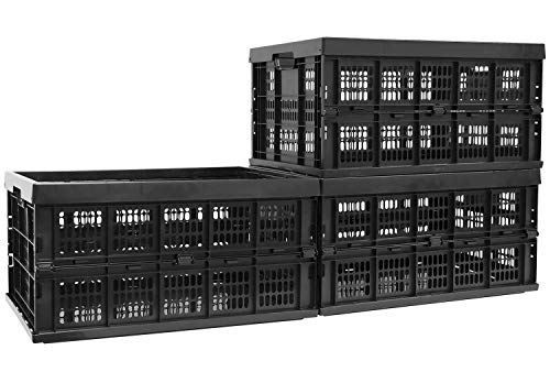 Work-It! Collapsible Milk Crates | 49 Liter Stackable Storage Bins | Set of 3 Folding Plastic Crates