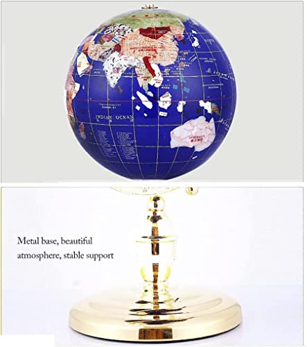 KUddYYKi World Globe 360°Rotating Globe with Gold Aluminum Alloy Stand Globes Unique Art Gems World Globe Desktop Hd Geographic Globes More Stable