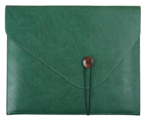 PU leather document pouch, Leather Document Holder Envelope File Folder Organizer Storage Pouch Multicolor 247x353x235mm Pack of 3(Green)