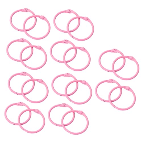 Binder Rings, 20 PCS Diameter 3cm Book Rings Metal DIY Binder Ring for Home School Office Booklets Cards File(Dark Pink)