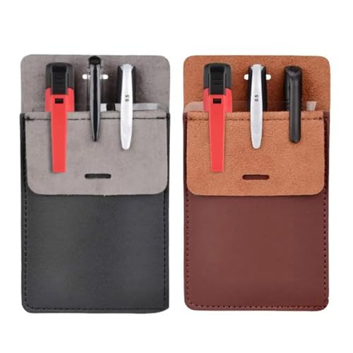 Nuqsx Pocket Protector 6pcs Chest Pencil Case Lab Coat Pen Storage Pouch Organizer for Shirts Pu Leather Pocket Protector for School Office For Shirts Pants Lab Coats Nurses(Black+Brown)