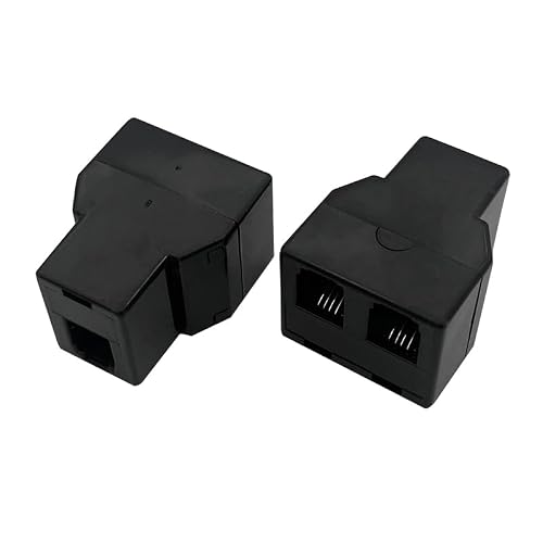 Coorle Telephone Adapter 3 Way Connector Jack RJ9 4P4C Female Phone Landline Extender and Splitter Work for Fax Machine，VDSL Black-10PCS/bag