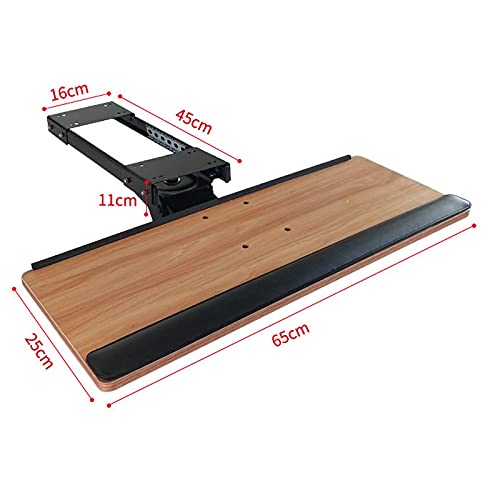 FENOKD Keyboard Tray Under Desk Adjustable Keyboard Tray,Sliding Keyboard Shelf,Pull Out Keyboard Drawers Platforms,360° Rotation Ergonomic,Adjustable Height and Angle,for Home Offic.Walnut-65 * 25Cm