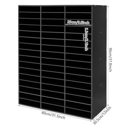 MhdunueSK Literature Organizer,Desktop File Sorter Mail Center,Paper Storage Cabinet with 48 Slots Compartments,Suitable for Home School Office (48 Slots Black)