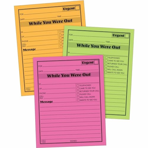 Adams ABF9711NEON Multi-Color Neon While You Were Out Pads - 6 Pads